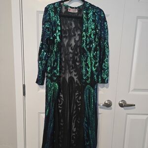 Blue & Green Sequin Duster